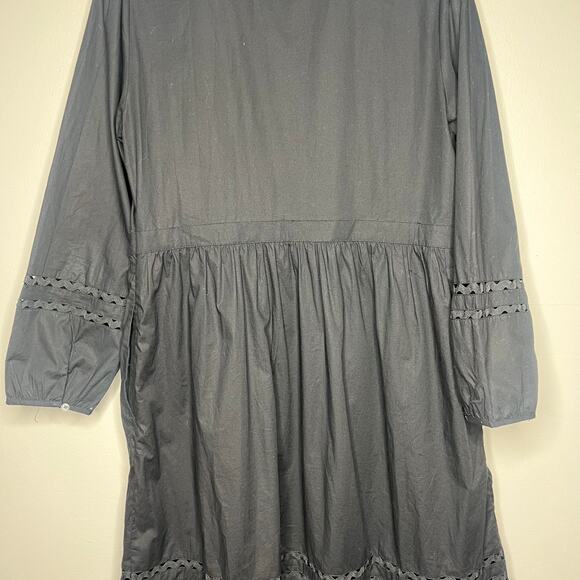 J.Crew Long Sleeve Eyelet-Trim Tiered Midi Dress Cotton Poplin Size SV-Neck Boho - Picture 10 of 15